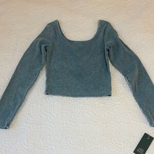Wild Fable Teal Ribbed Crop Top